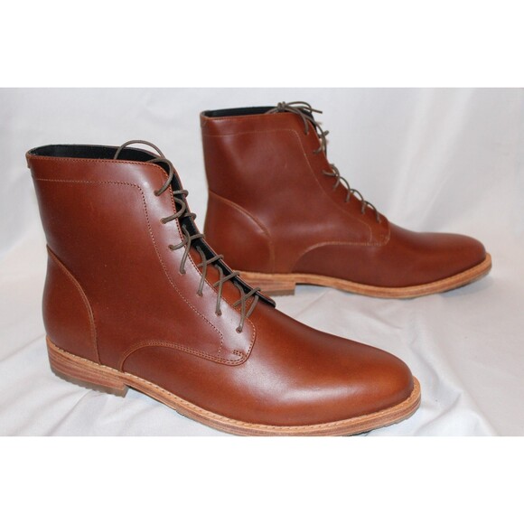 NISOLO MEN'S EVERYDAY LACE UP LEATHER BOOTS BRANDY BROWN SZ 10 $280 NIB - Picture 2 of 6